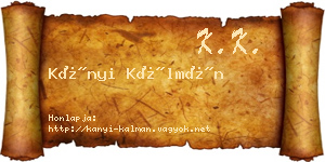 Kányi Kálmán névjegykártya